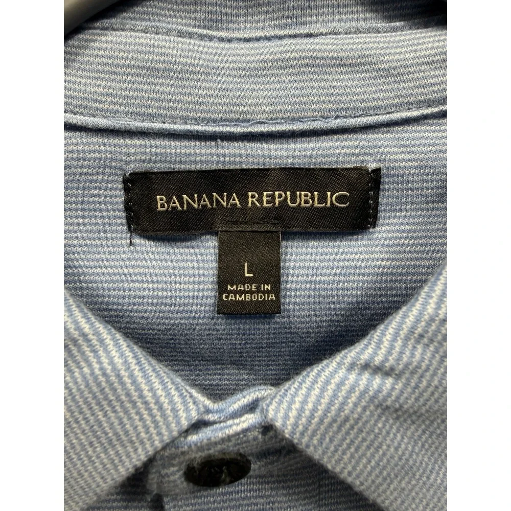 Banana Republic Men's Cotton Luxe Touch Polo Shirt, Blue, Large